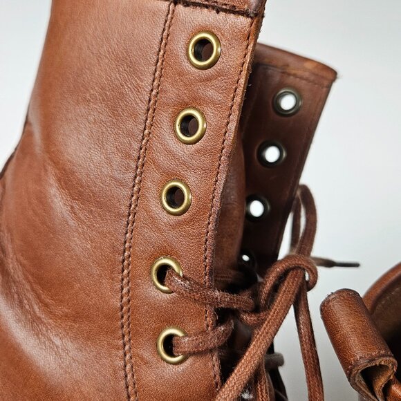 FRYE Veronica Combat Boot Cognac Brown Tan - Leather - Picture 13 of 16